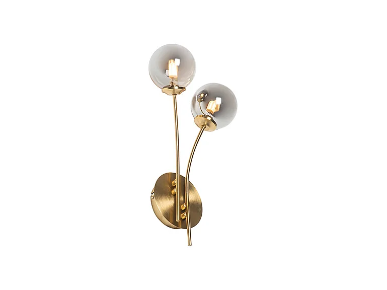 Applique moderne dorée à 2 lumières avec verre fumé - Athènes