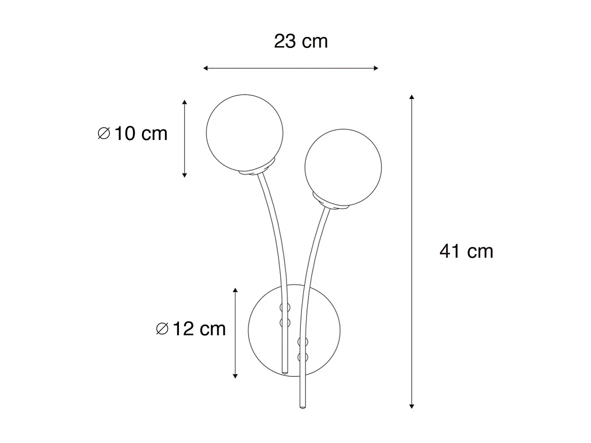 Applique murale moderne dorée 2 lumières avec verre fumé - Athènes