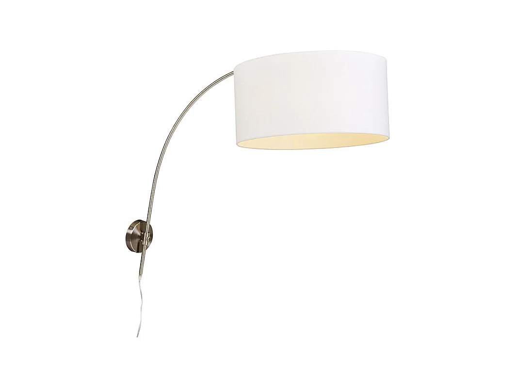 Lampe murale à arc moderne en acier avec abat-jour blanc 50/50/25 réglable
