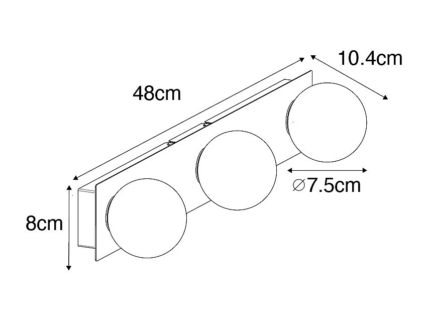 Applique moderne or 48 cm IP44 3 lumières - Cederic