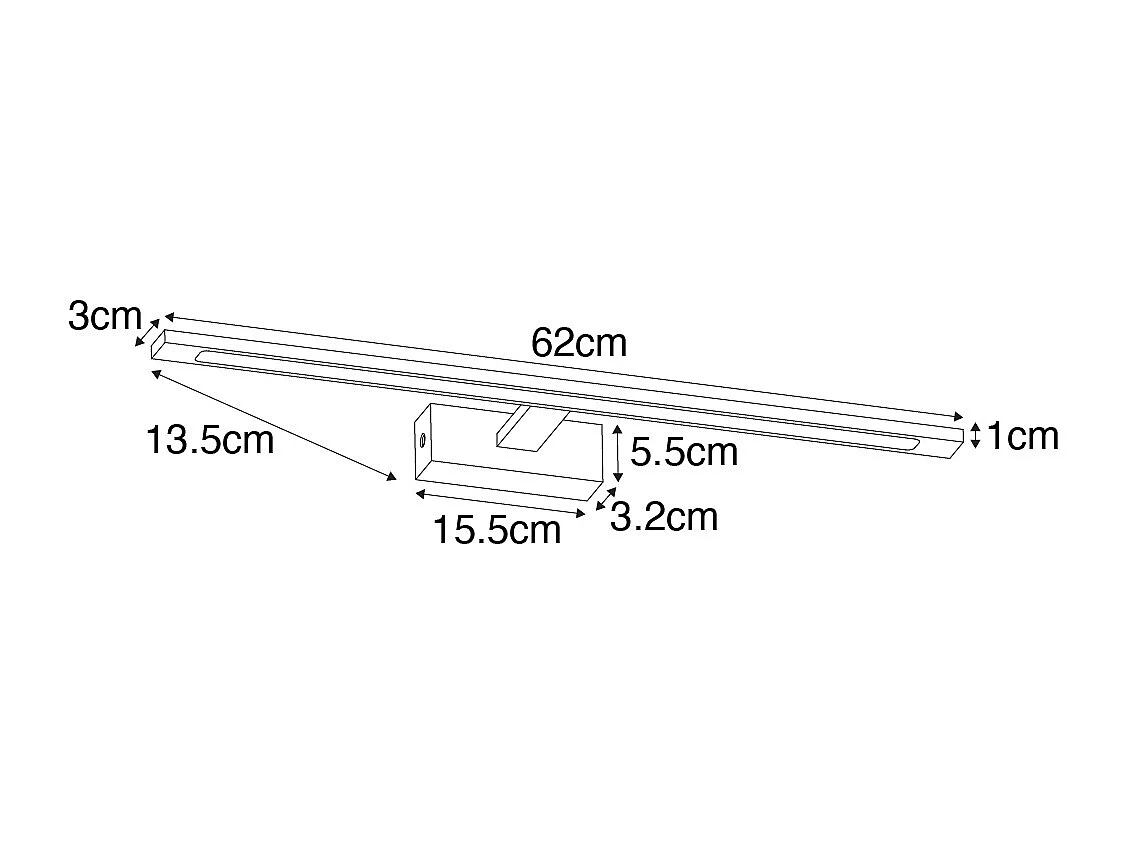 Applique murale en acier 62 cm avec LED IP44 - Jerre
