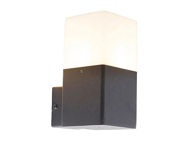 Applique d'extérieur noire avec abat-jour blanc opale IP44 - Danemark