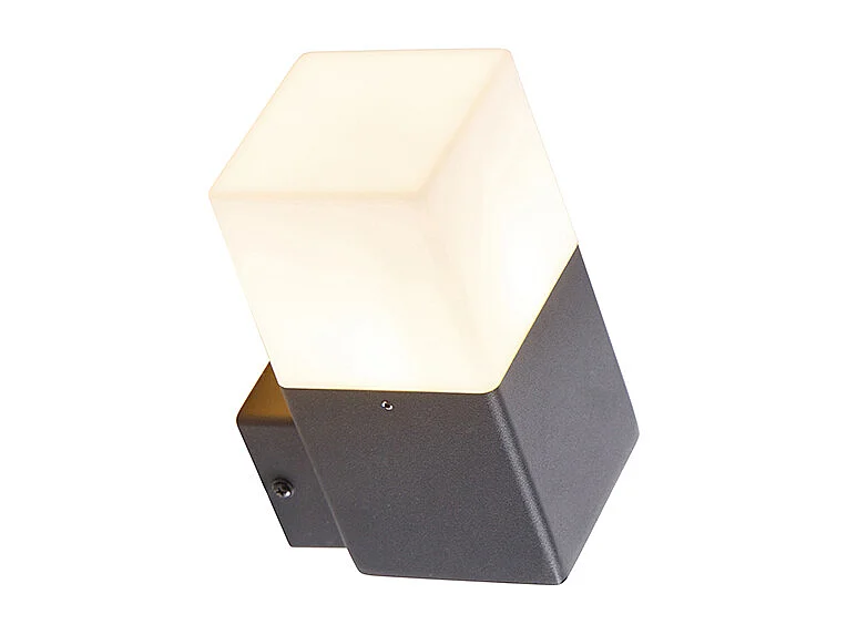 Applique d'extérieur noire avec abat-jour blanc opale IP44 - Danemark