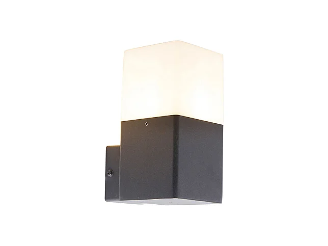 Applique d'extérieur noire avec abat-jour blanc opale IP44 - Danemark