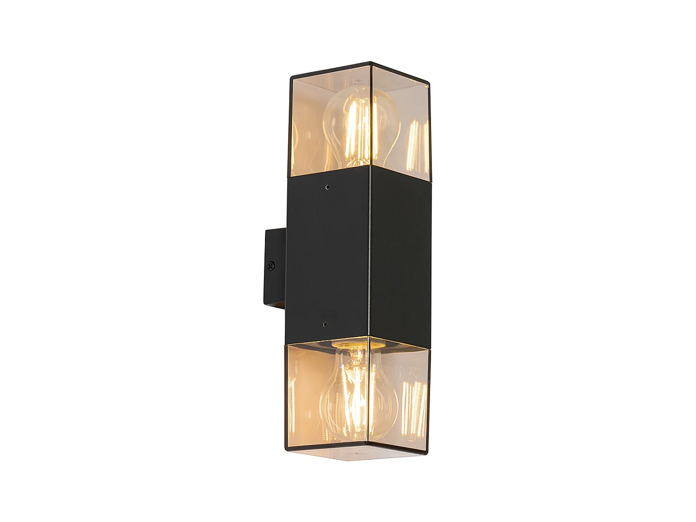 Applique d'extérieur noire avec abat-jour fumé 2 lumières IP44 - Danemark
