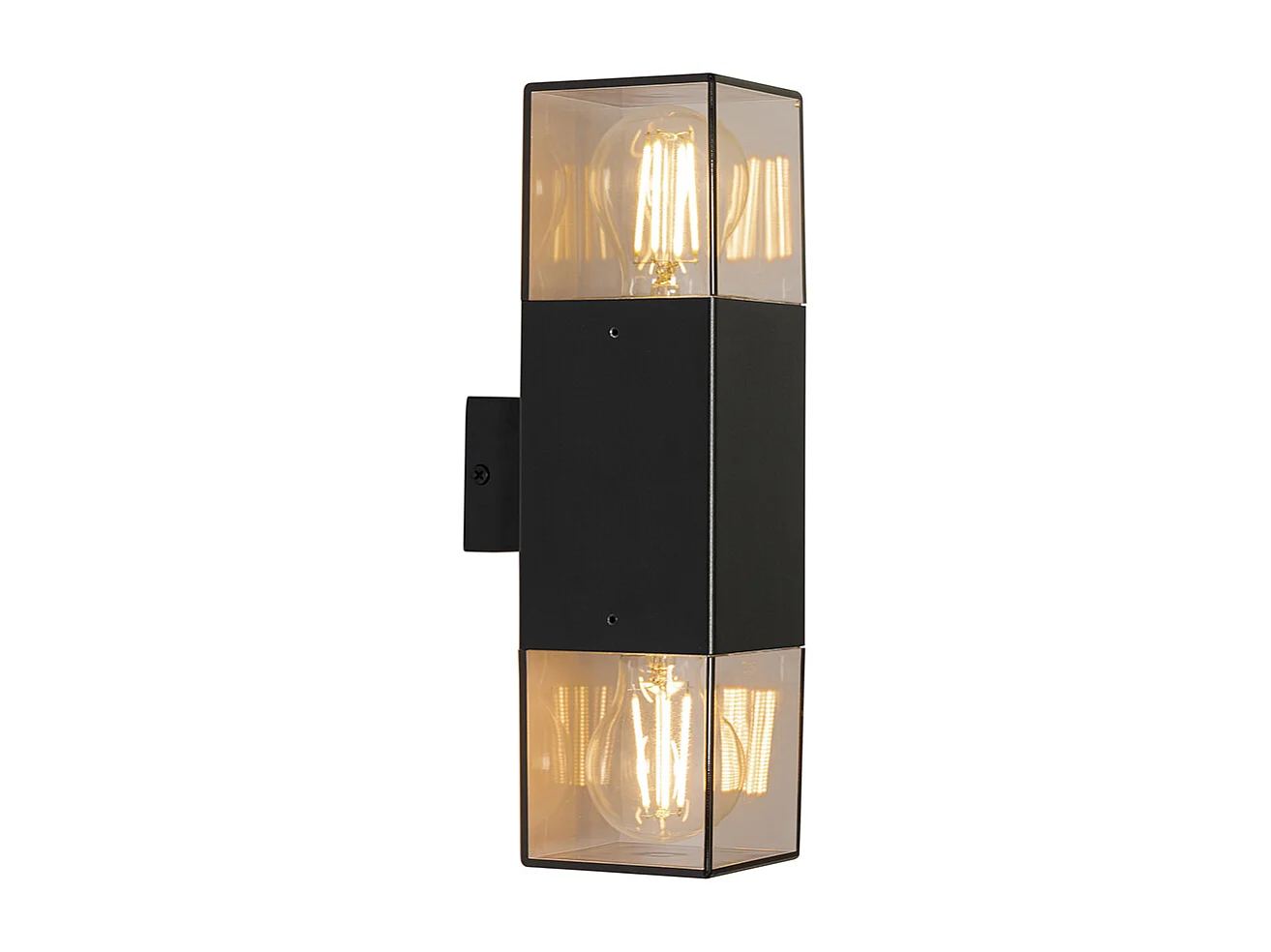 Applique murale extérieure noire avec abat-jour fumé 2 lumières IP44 - Danemark