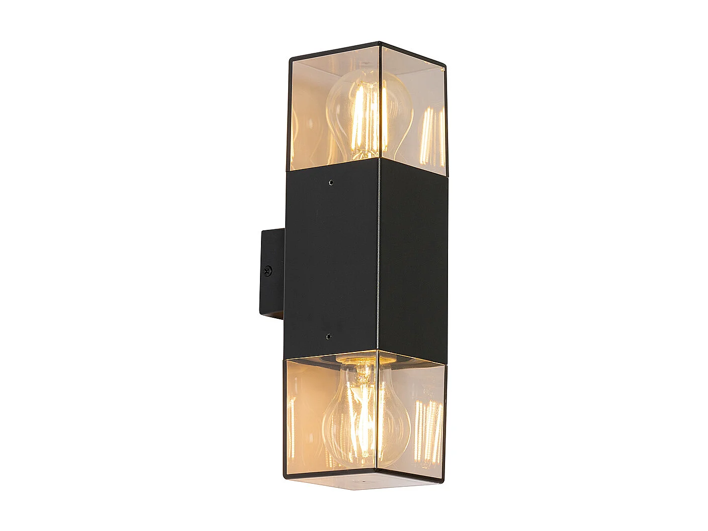 Applique murale extérieure noire avec abat-jour fumé 2 lumières IP44 - Danemark
