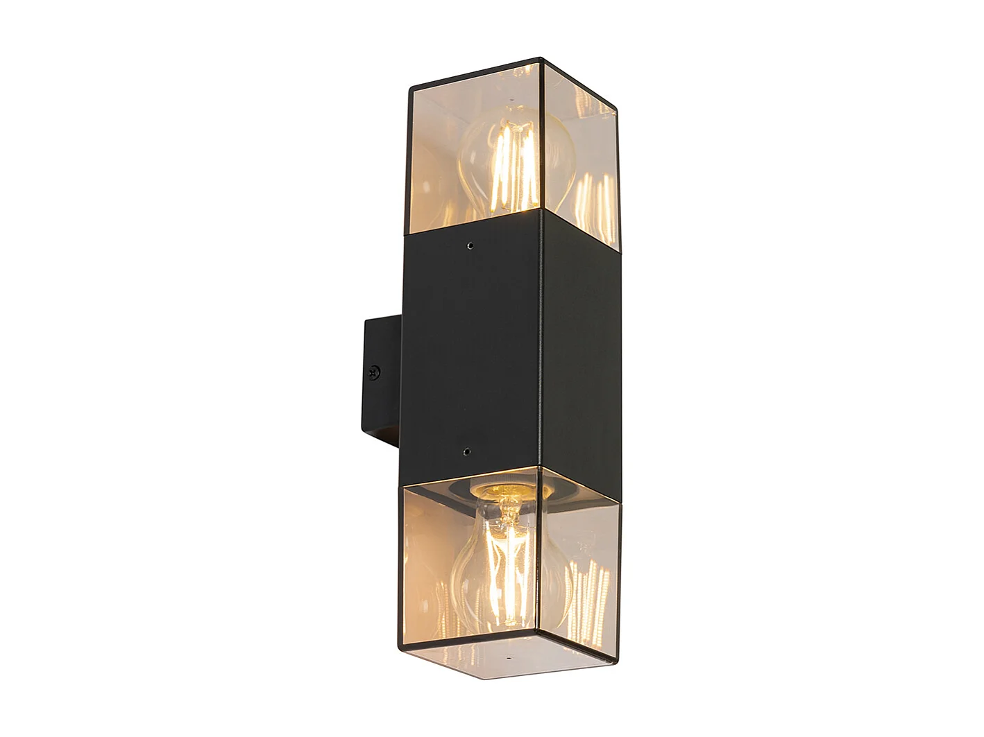 Applique murale extérieure noire avec abat-jour fumé 2 lumières IP44 - Danemark
