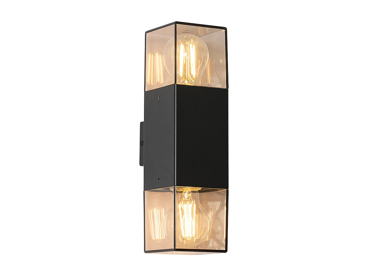 Applique murale extérieure noire avec abat-jour fumé 2 lumières IP44 - Danemark