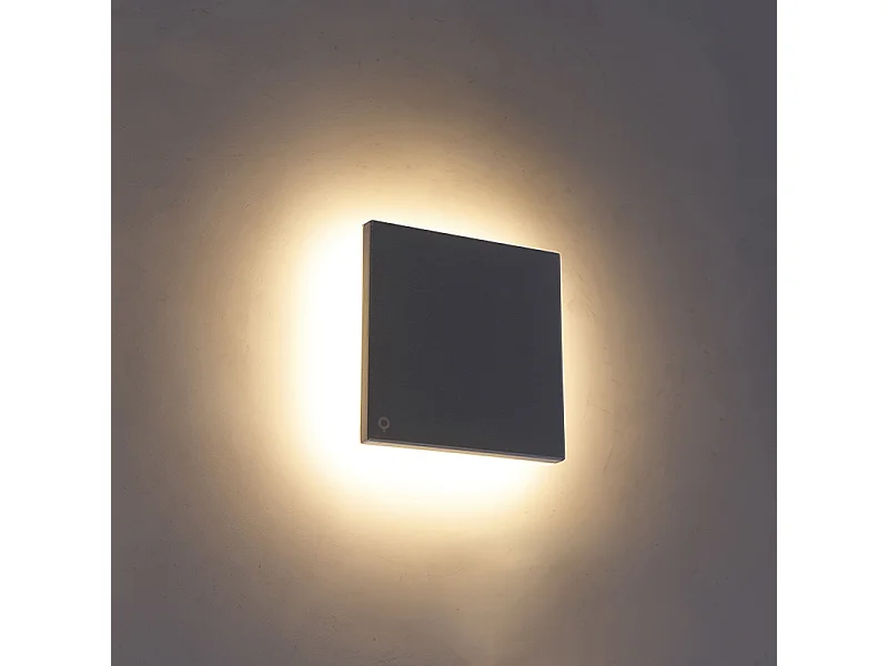 Applique design en aluminium gris 15 cm avec LED 9W - Skyf