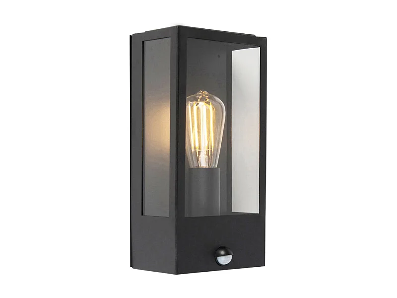 Applique d'extérieur noire avec détecteur de mouvement IP44 - ROTTERDAM 1