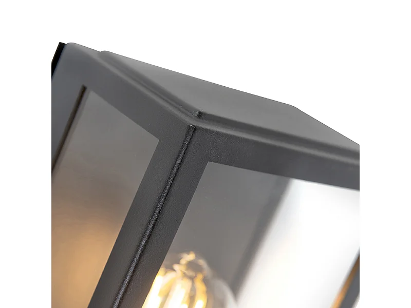 Applique d'extérieur noire avec détecteur de mouvement IP44 - ROTTERDAM 1