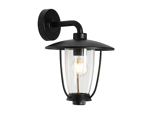 Applique murale d'extérieur moderne noire avec verre transparent - Khana