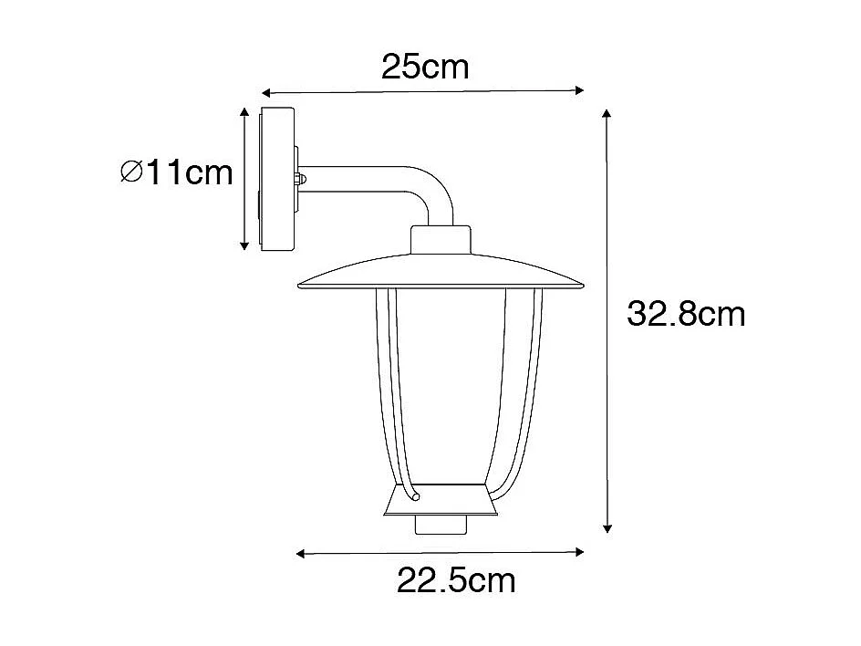 Applique murale d'extérieur moderne noire avec verre transparent - Khana
