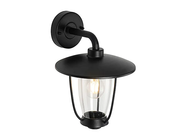 Applique murale d'extérieur moderne noire avec verre transparent - Khana