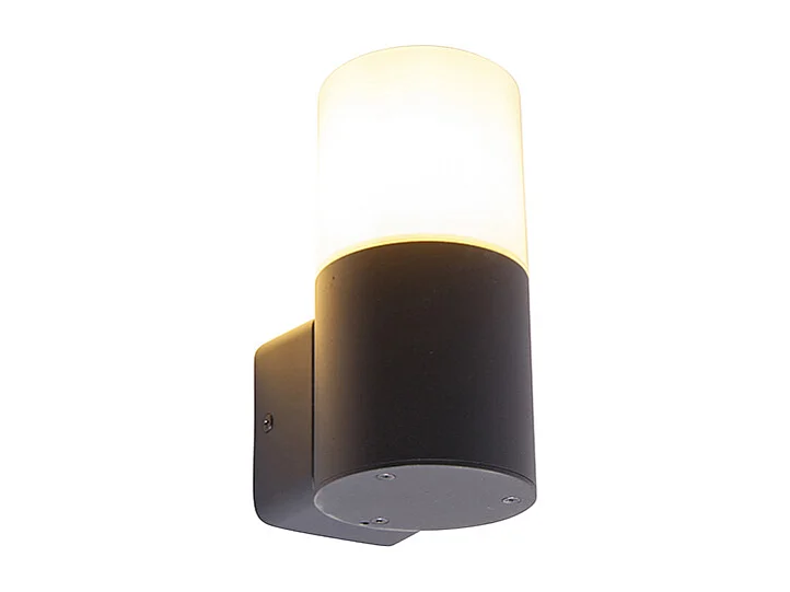 Applique d'extérieur moderne noire avec abat-jour opale IP44 - Odense