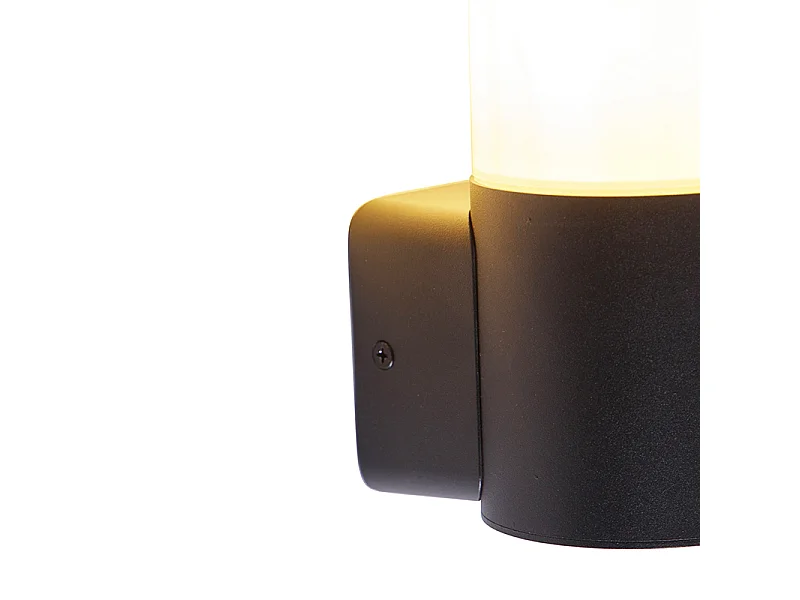 Applique d'extérieur moderne noire avec abat-jour opale IP44 - Odense