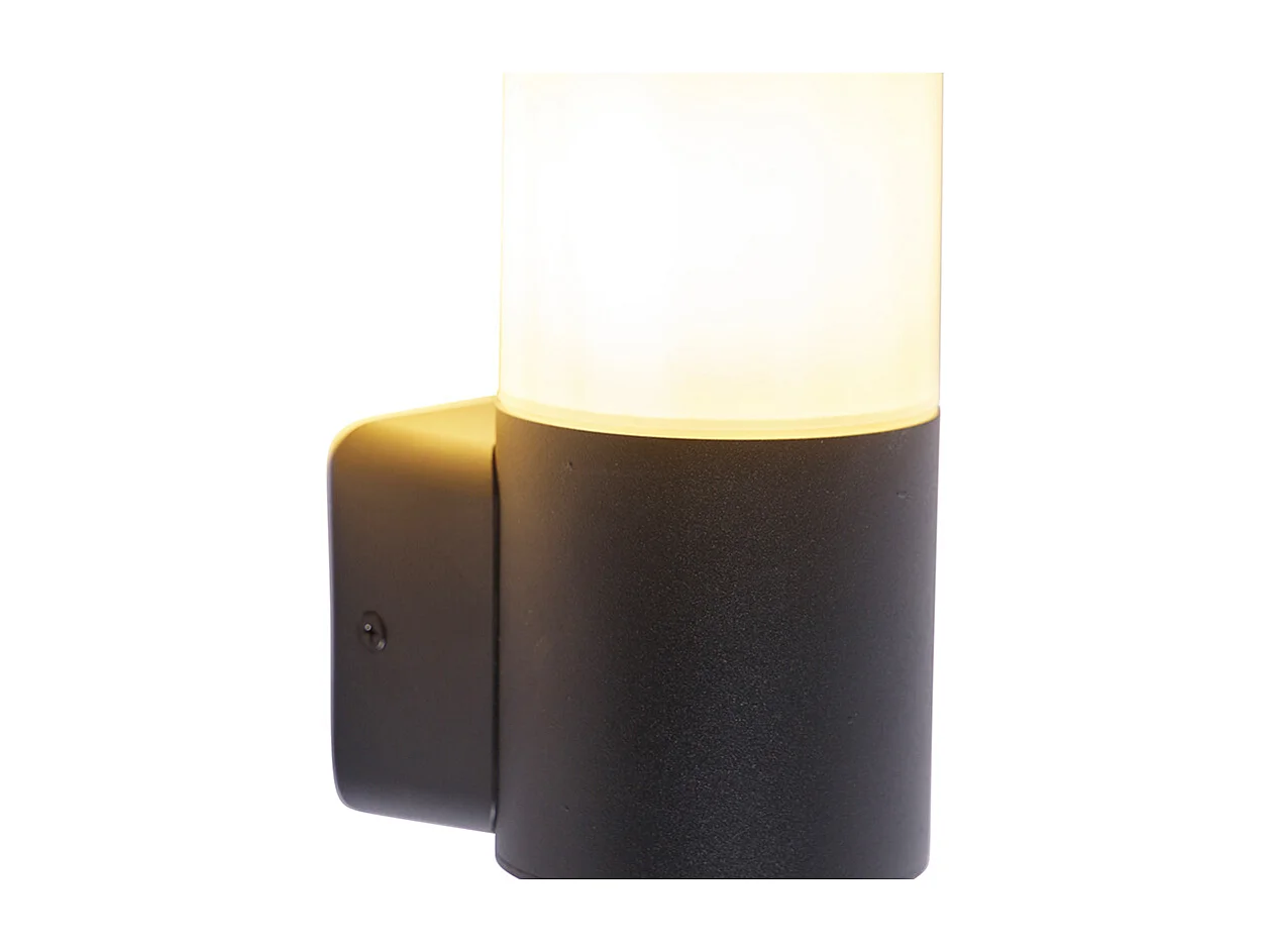 Applique d'extérieur moderne noire avec abat-jour opale IP44 - Odense