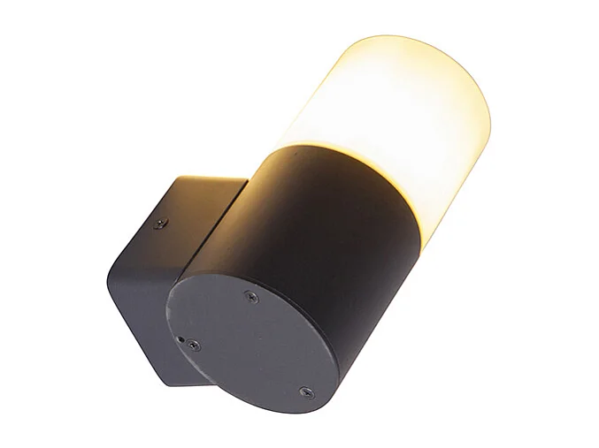 Applique d'extérieur moderne noire avec abat-jour opale IP44 - Odense