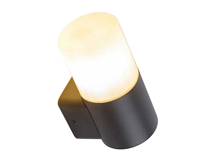 Applique d'extérieur moderne noire avec abat-jour opale IP44 - Odense