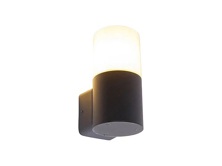 Applique d'extérieur moderne noire avec abat-jour opale IP44 - Odense