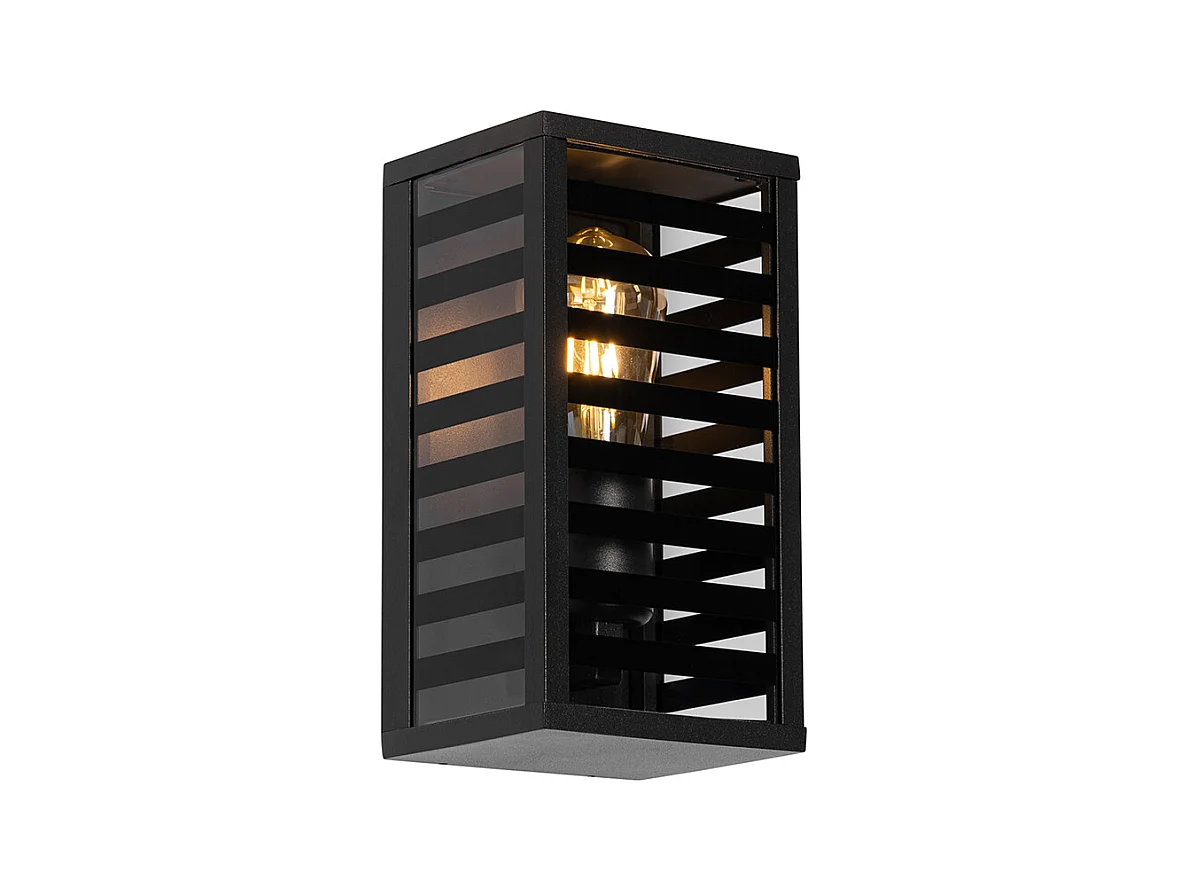 Applique d'extérieur moderne noire avec verre fumé 26 cm IP44 - Reims
