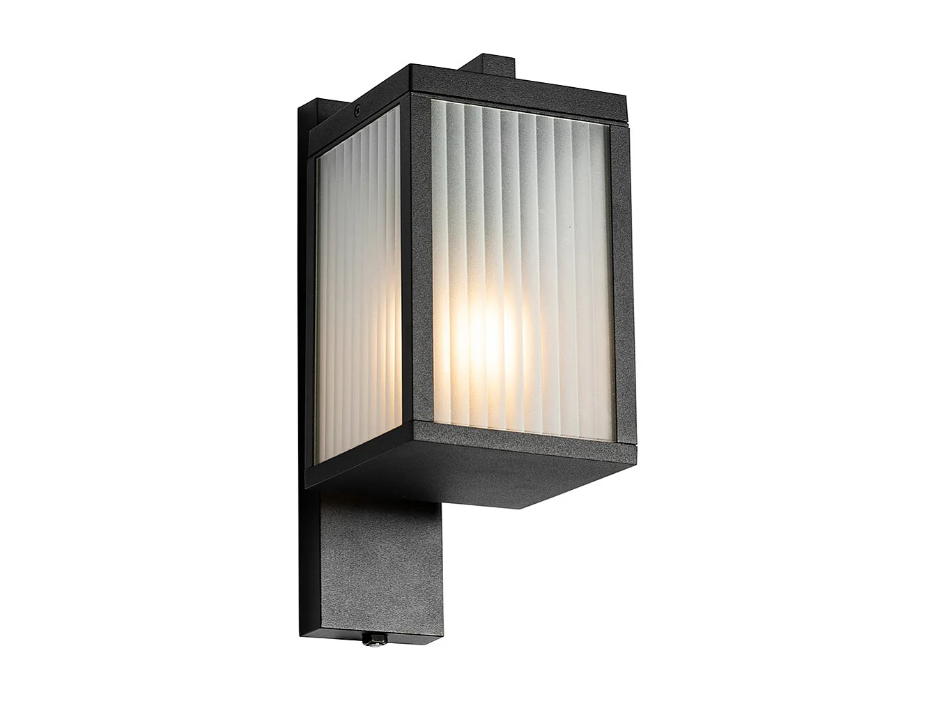 Lanterne murale d'extérieur noire avec verre nervuré et capteur lumière-obscurité - Charlois