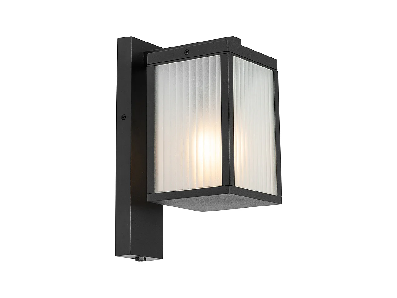 Lanterne murale d'extérieur noire avec verre nervuré et capteur lumière-obscurité - Charlois
