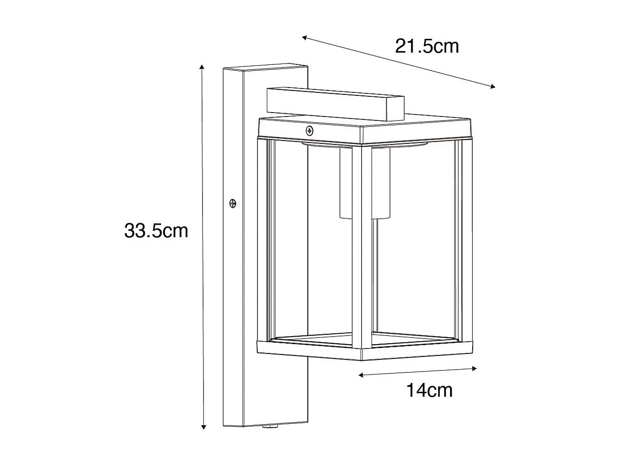 Lanterne murale d'extérieur noire avec verre nervuré et capteur crépusculaire - Charlois