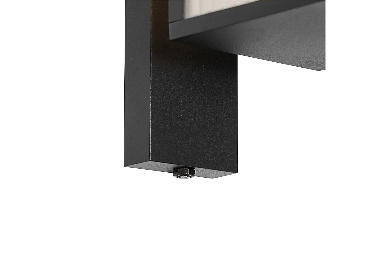 Lanterne murale d'extérieur noire avec verre nervuré et capteur crépusculaire - Charlois