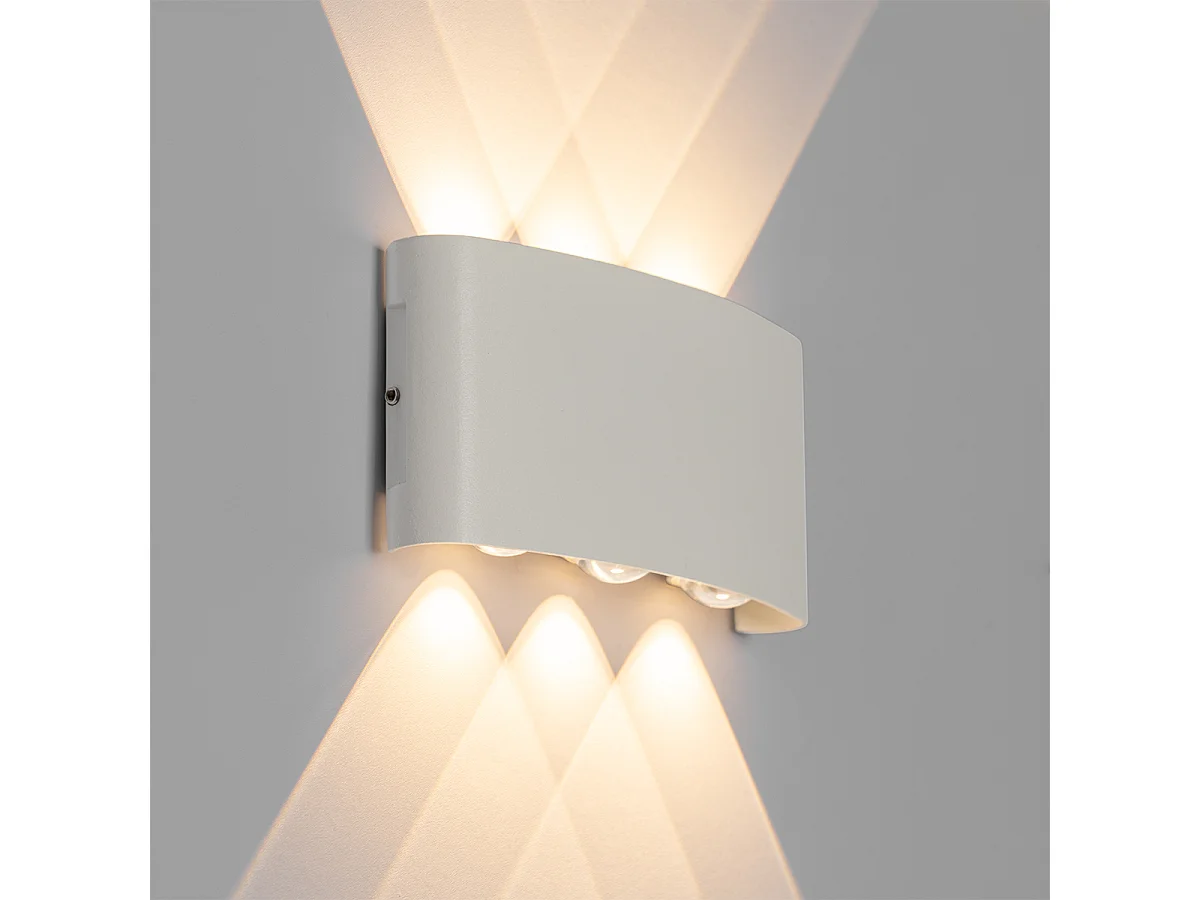 Applique murale d'extérieur blanche avec LED 6 lumières IP54 - Silly