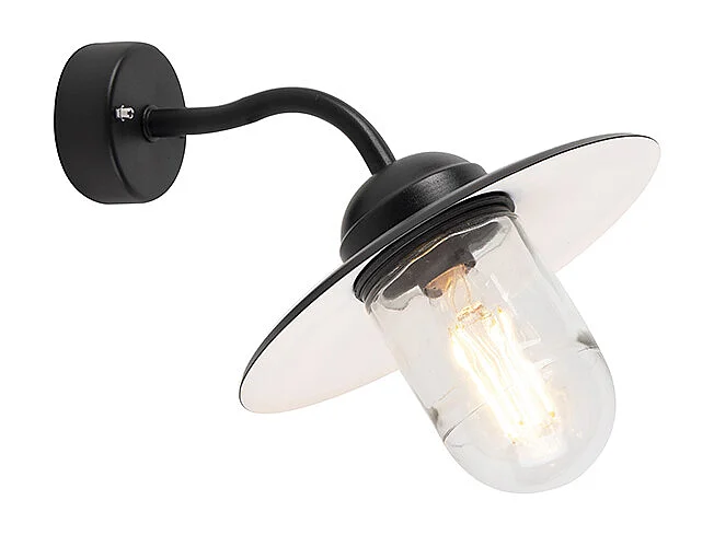 Applique murale d'extérieur noire avec verre IP44 - Munich