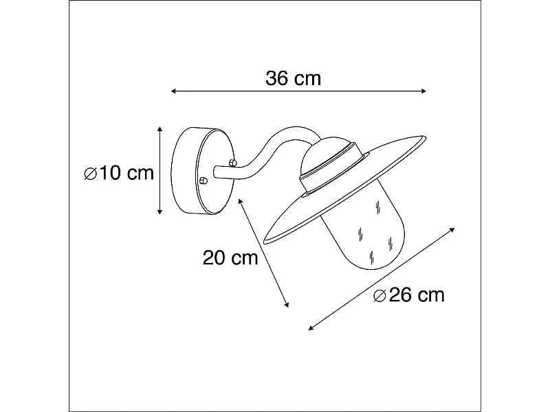 Applique murale d'extérieur noire avec verre IP44 - Munich