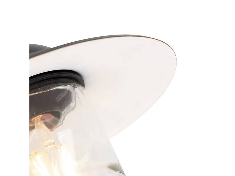 Applique murale d'extérieur noire avec verre IP44 - Munich