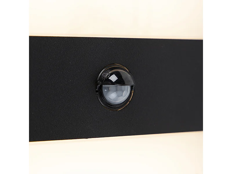Applique d'extérieur noire IP44 avec LED avec détecteur de mouvement - Dualy
