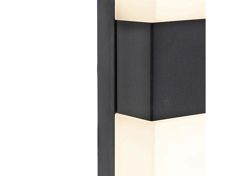 Applique murale extérieure noire IP44 avec LED et détecteur de mouvement - Dualy