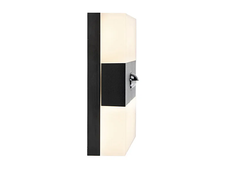 Applique murale extérieure noire IP44 avec LED et détecteur de mouvement - Dualy