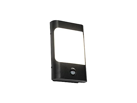 Applique noire avec LED IP44 avec détecteur de mouvement - Khuvan