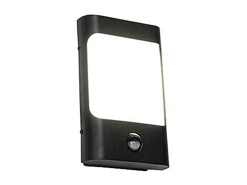 Applique murale noire avec LED IP44 et détecteur de mouvement - Khuvan