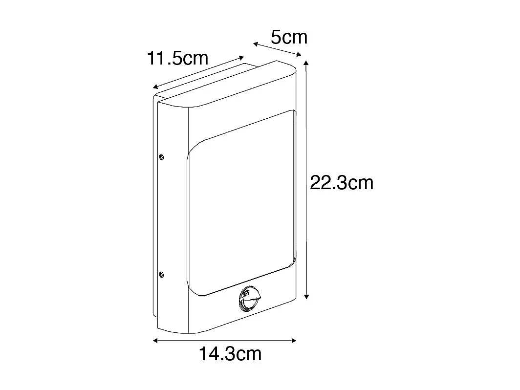 Applique murale noire avec LED IP44 et détecteur de mouvement - Khuvan