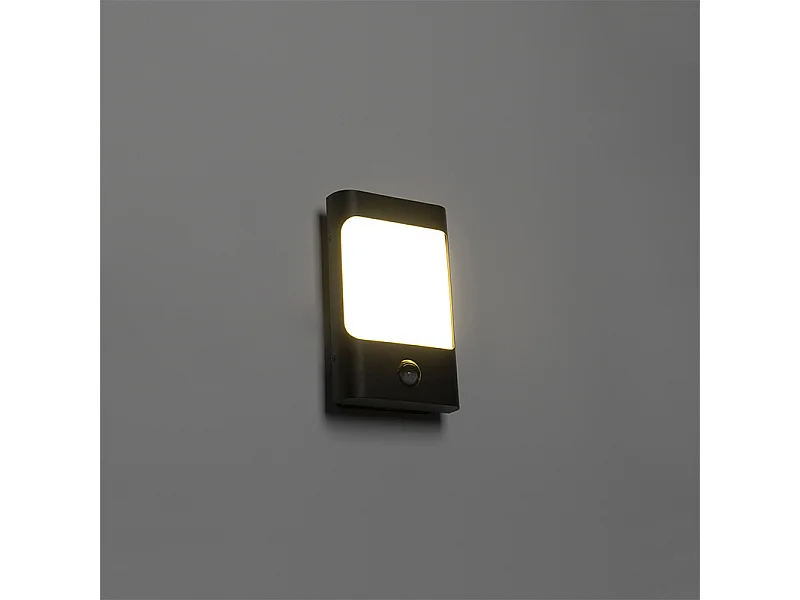 Applique murale noire avec LED IP44 et détecteur de mouvement - Khuvan