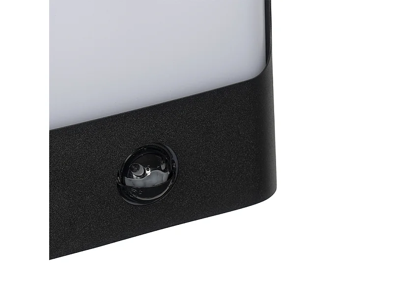 Applique murale noire avec LED IP44 et détecteur de mouvement - Khuvan