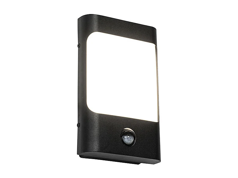 Applique murale noire avec LED IP44 et détecteur de mouvement - Khuvan