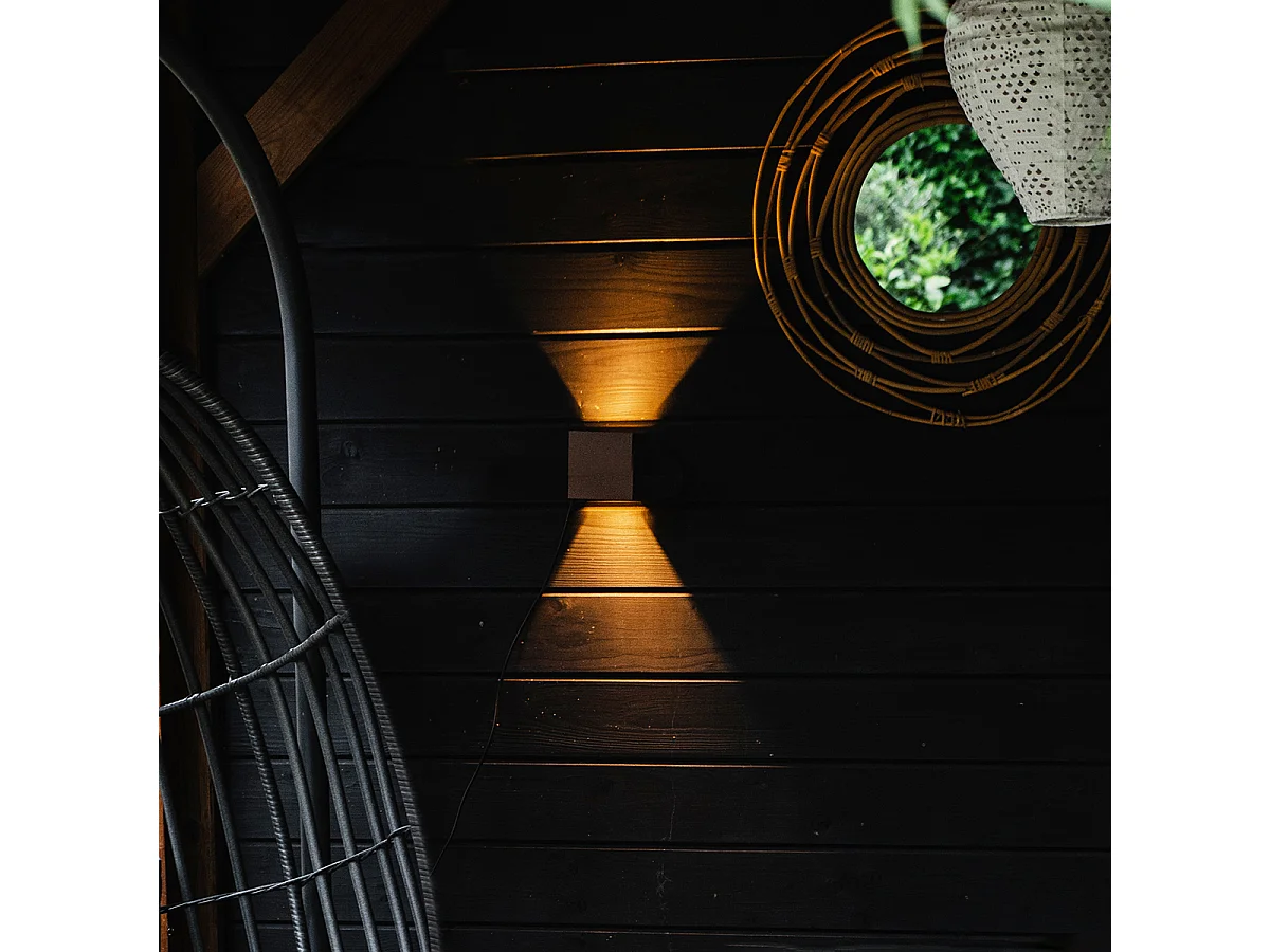 Applique d'extérieur brun rouille avec LED 2 lumières IP54 - Edwin