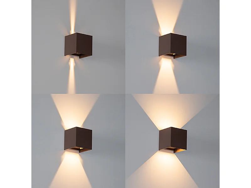Applique d'extérieur brun rouille avec LED 2 lumières IP54 - Edwin