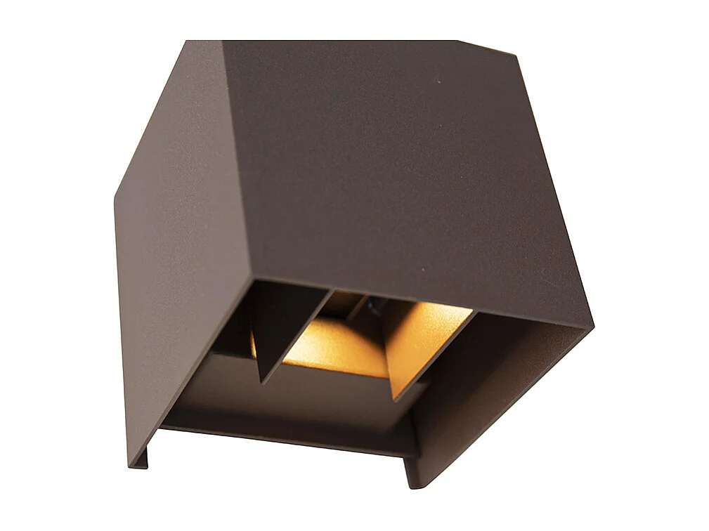 Applique murale extérieure brun rouille avec LED 2 lumières IP54 - Edwin