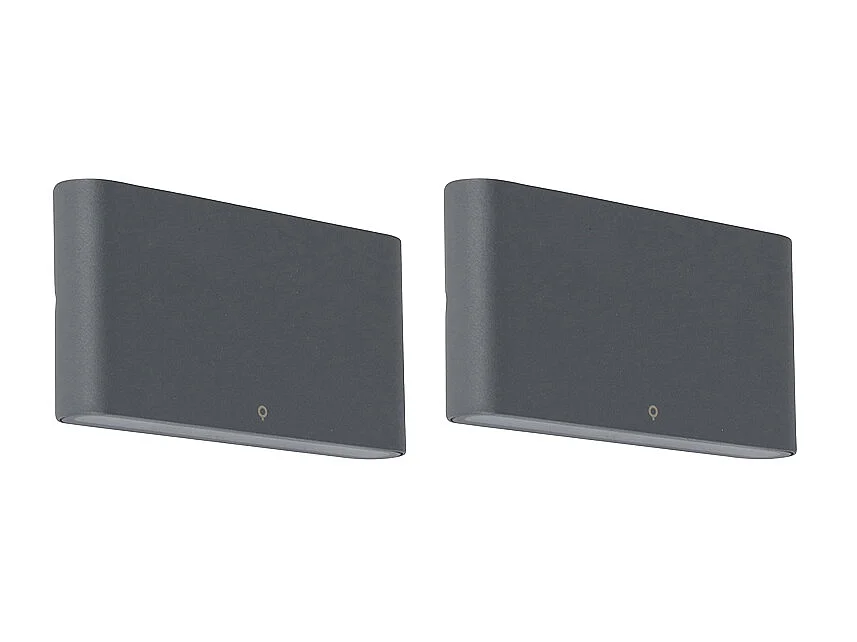 Lot de 2 appliques d'extérieur gris foncé 17,5 cm avec LED - Batt