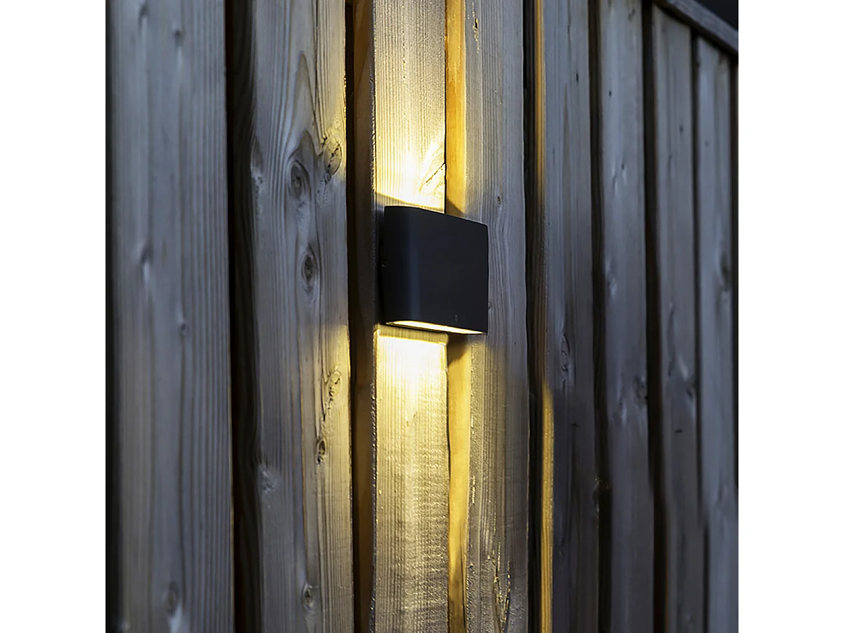 Lot de 2 appliques d'extérieur gris foncé 17,5 cm avec LED - Batt