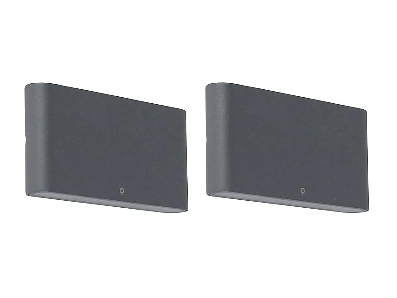 Lot de 2 appliques d'extérieur gris foncé 17,5 cm avec LED - Batt