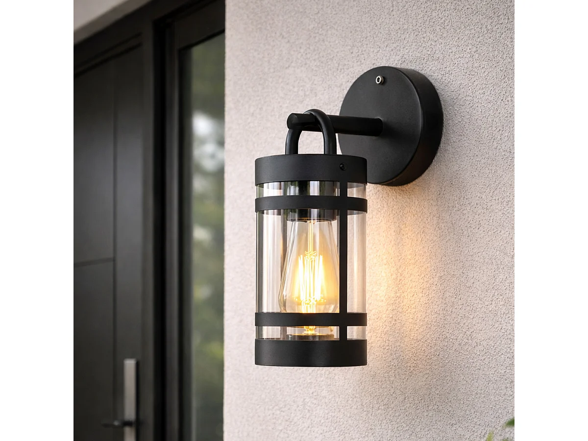 Applique murale d'extérieur noire IP44 avec capteur crépusculaire - Ruben